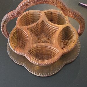 Elegant Carved Wooden Candy Or Whatever Bowl Decor